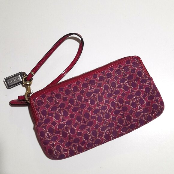 Coach Wristlet Purse Pink/Purple Gold Card Coin Paper Money Slots Minimalist - Picture 8 of 8